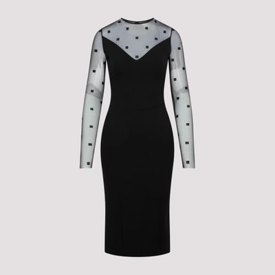 Givenchy 4g Tulle Long-sleeved Dress In Black