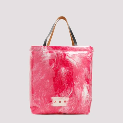 Marni Fur And Pvc Tote Bag In C Fuchsia