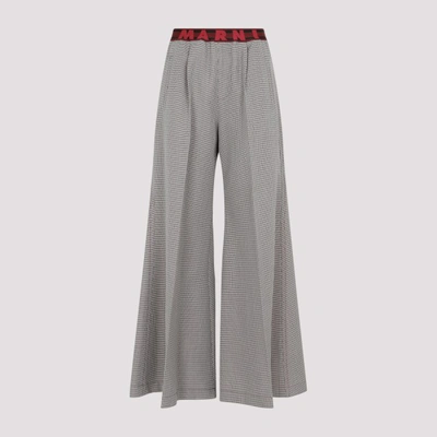 Marni Pants In Houndstooth Wool Blend In Pdr Ruby