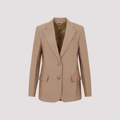 Victoria Beckham Asymetric Double Layer Jacket In Marrón