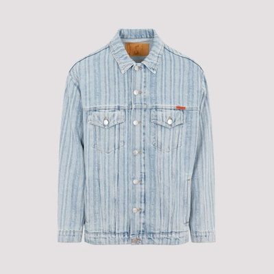 Martine Rose Striped Denim Jacket In Blue Pinstripe