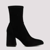 Stuart Weitzman Flareblock Stretch Leather Ankle Booties In Black
