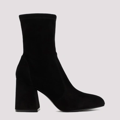 Stuart Weitzman Flareblock Stretch Leather Ankle Booties In Black