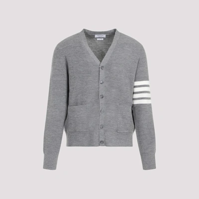 Thom Browne V-neck Cardigan In Light Grey