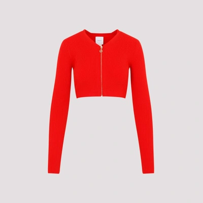 Patou Wool Cropped Rib Cardigan In R Racing Red