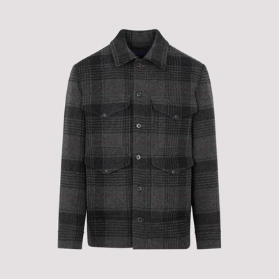 Ralph Lauren Purple Label Plaid-check Flannel Shirt Jacket In Dark Grey Multi