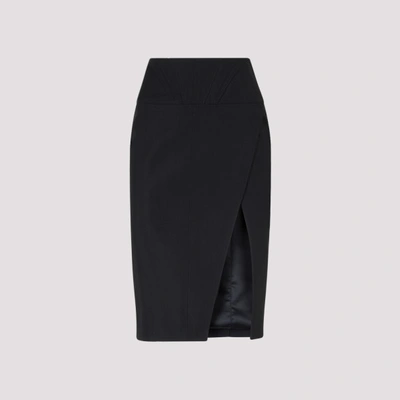 Mugler Heavy Fluid Viscose Midi Skirt In Black