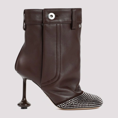 Loewe Women's Toy Pants 90mm Leather Booties In Shitake