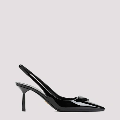 Prada Patent Leather Slingback Pumps In Black