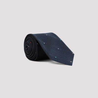 Paul Smith Polka Dot-embroidered Silk Tie In Navy