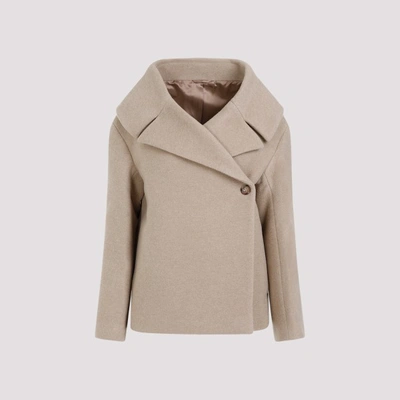 Totême Toteme Woman Coat Beige Size 2 Wool, Polyamide In Brown