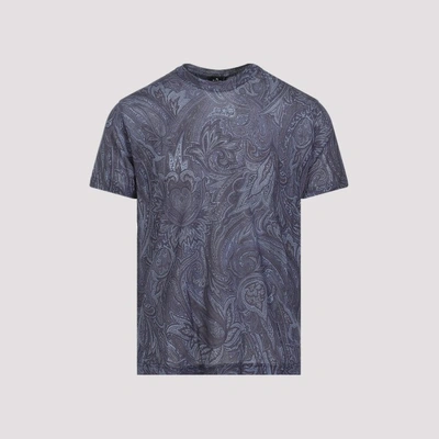 Etro T-shirt Roma Tshirt In X Stampa Fdo Blu