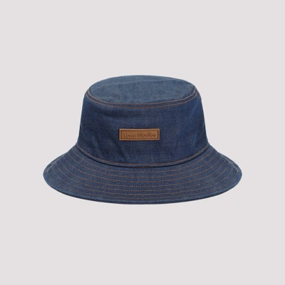 Acne Studios Indigo Patch Denim Bucket Hat In Blue