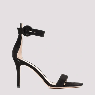 Gianvito Rossi Ricca 95mm Suede Sandals In Nero Black