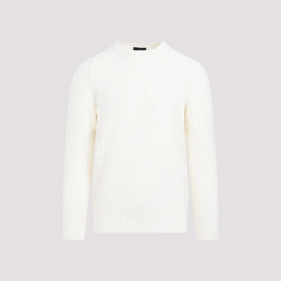 Dunhill Open Knit Cotton Jumper In Off White