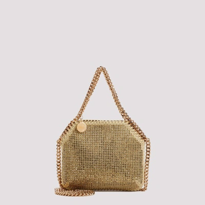 Stella Mccartney Falabella Mini Crystal Mesh Shoulder Bag In Gold