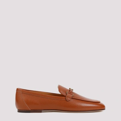 Tod's Flat Leather Loafers In Brown