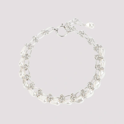 Isabel Marant Embellished Chain Linked Necklace In Whsi White Silver