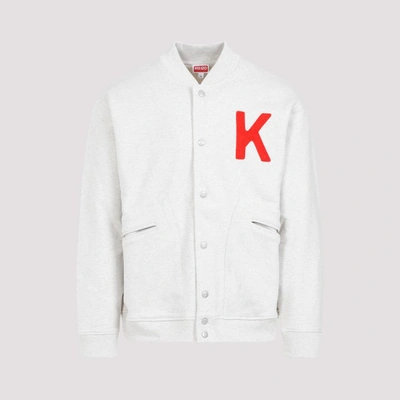 Kenzo K Logo Printed Bomber Jacket In Gris Clair