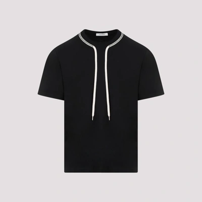 Craig Green Laced Crewneck Cotton-jersey T-shirt In Black