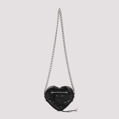 Balenciaga Leather Cagole Heart Card Case In Black