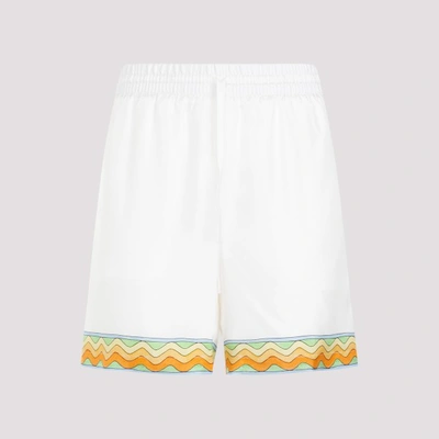 Casablanca Afro Cubism Silk Shorts In White