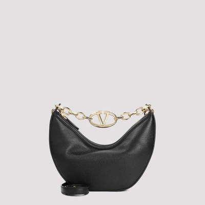 Valentino Garavani Small V Logo Gate Leather Top Handle Bag In Black