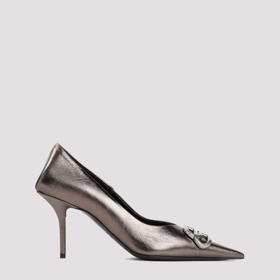 Balenciaga Bb Square Knife Pumps In Bronze Silver