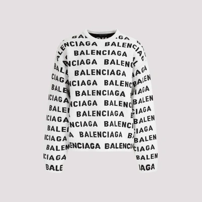 Balenciaga Logo-monogrammed Wool-blend Jumper In White