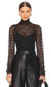 Simkhai Velora Floral-lace Bodysuit In Black