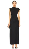 Simkhai Burke Draped A-line Midi Dress In Black