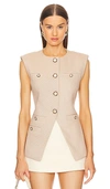 Veronica Beard Tamara Linen-blend Vest In Sandalwood Melange