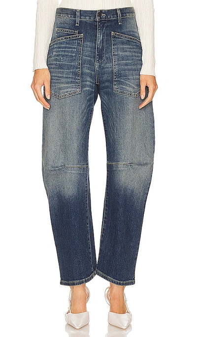 Nili Lotan Shon Barrel Jeans In Classic Wash In Blue