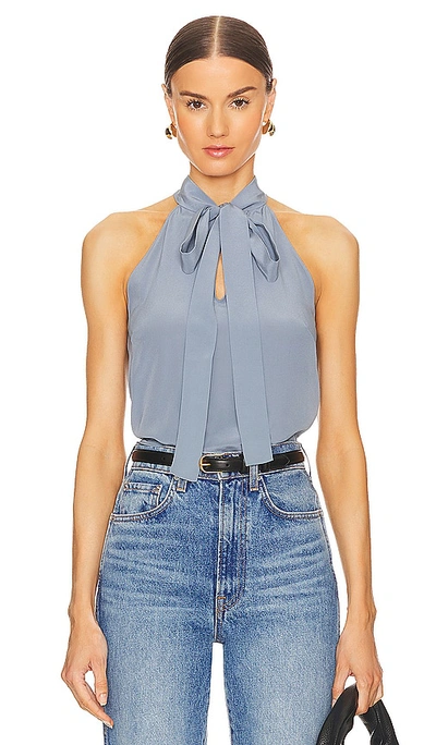 Nili Lotan Zelie Halterneck Top In Vintage Blue