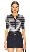 A.l.c Fisher Striped Button Top In Navy & White
