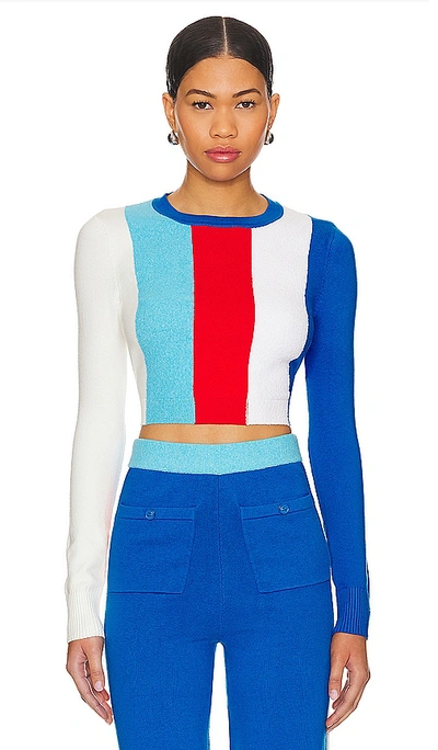 Joostricot Long Sleeve Crop Top In Red Multi