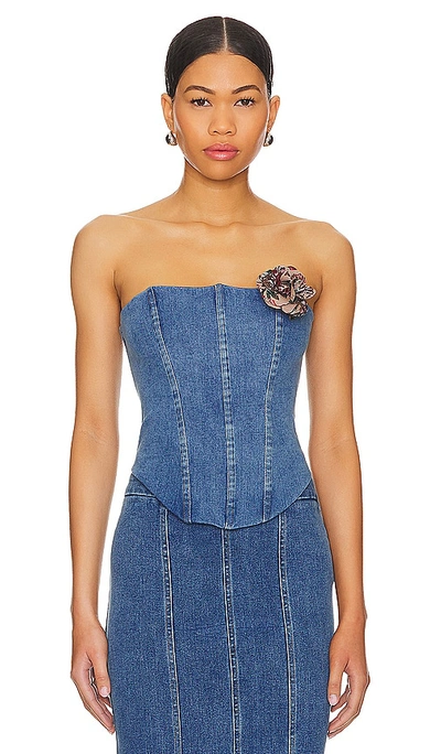 Majorelle Luda Bustier Top In Washed Blue