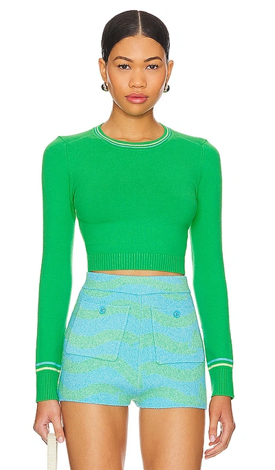 Joostricot Long Sleeve Crop Top In Green Flash  Blue Bow & Lemon Mousse