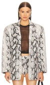 Retroféte Chloe Leather Blazer In Neutral Snake
