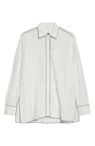 Eenk Oversize Lace Button-up Shirt In Ivory