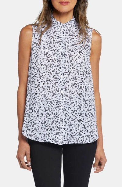 Nydj Print Ruffle Neck Sleeveless Top In Martini Paisley