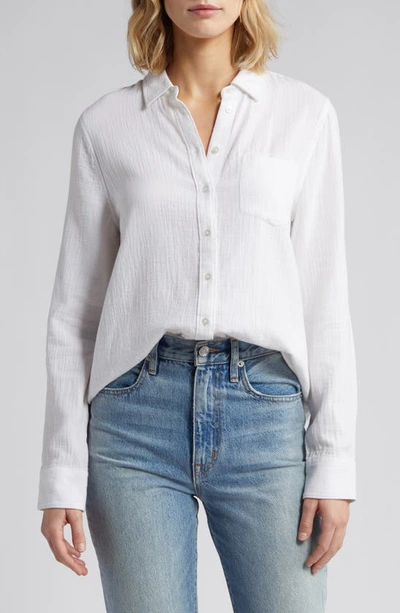 Caslon Casual Gauze Button-up Shirt In White