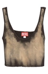 Diesel M-deidra Bleached-effect Crop Top In Ebony