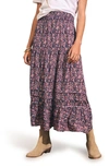 Faherty Ivy Floral Tiered Maxi Skirt In Fiona Block Print