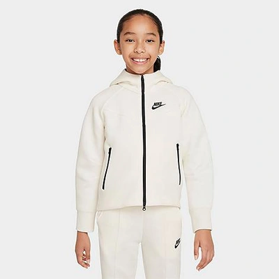 Nike Kids'  Girls' Sportswear Tech Fleece Full-zip Hoodie In Pale Ivory/black/black