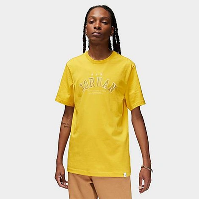 Nike Jordan Men's Flight Essentials Arch Graphic T-shirt In Yellow Ochre/black/sail