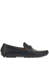 FERRAGAMO BLACK GANCINI LEATHER LOAFERS