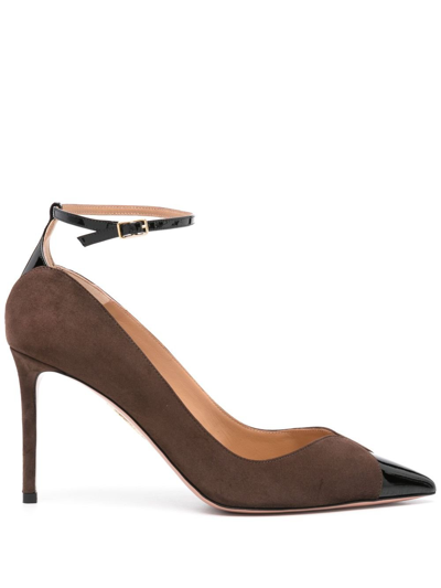 Aquazzura Pinot 85mm Suede Pumps In Brown