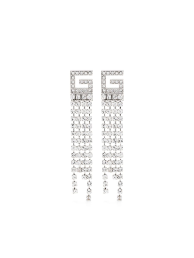 Gucci Square G Crystal Earrings In Silver