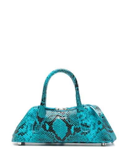 Blumarine Snakeskin-effect Leather Tote Bag In Blue